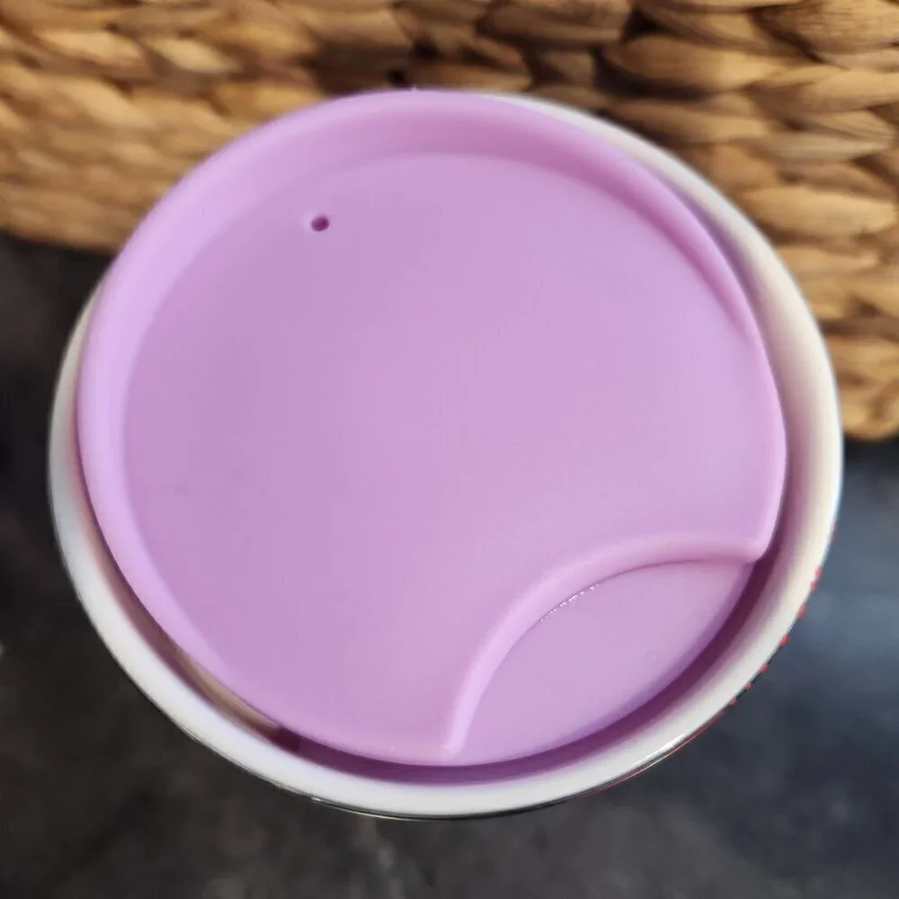 Starbucks Ceramic 2021 Holiday Tumbler 12 Oz  Purple/Red/Silver with lid.